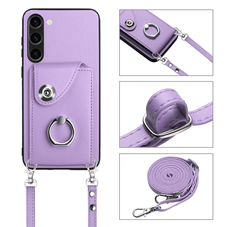 For Samsung Galaxy S23+ 5G Organ Card Bag Ring Holder Phone Case with Long Lanyard(Purple) - HoMEdemic™ 