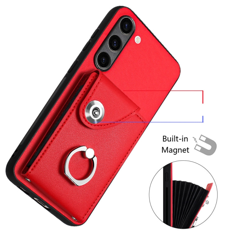 For Samsung Galaxy S23+ 5G Organ Card Bag Ring Holder Phone Case with Long Lanyard(Red) - HoMEdemic™ 