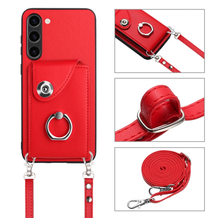 For Samsung Galaxy S23+ 5G Organ Card Bag Ring Holder Phone Case with Long Lanyard(Red) - HoMEdemic™ 