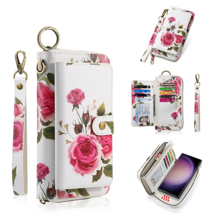 For Samsung Galaxy S23+ 5G POLA Flower Multi-functional Zipper Wallet Leather Phone Case(Beige) - HoMEdemic™ 