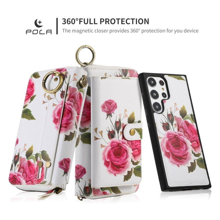 For Samsung Galaxy S23+ 5G POLA Flower Multi-functional Zipper Wallet Leather Phone Case(Beige) - HoMEdemic™ 