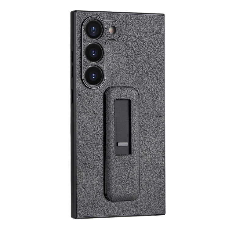 For Samsung Galaxy S23+ 5G PU Leather Push-pull Bracket Shockproof Phone Case(Black) - HoMEdemic™ 