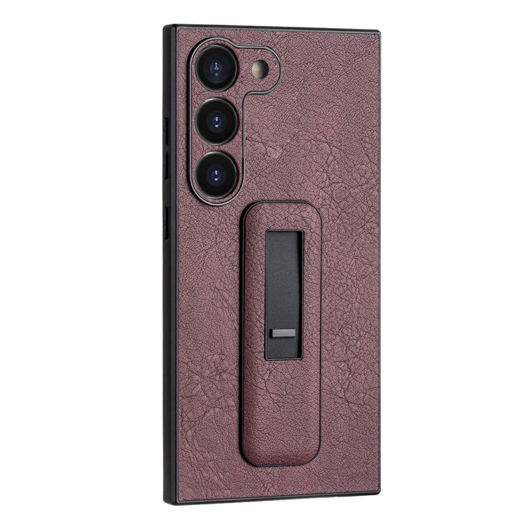 For Samsung Galaxy S23+ 5G PU Leather Push-pull Bracket Shockproof Phone Case(Wine Red) - HoMEdemic™ 