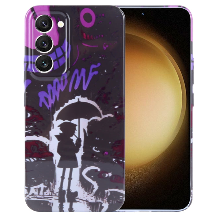 For Samsung Galaxy S23+ 5G Painted Pattern Precise Hole PC Phone Case(Black Purple Umbrella Boy) - HoMEdemic™ 