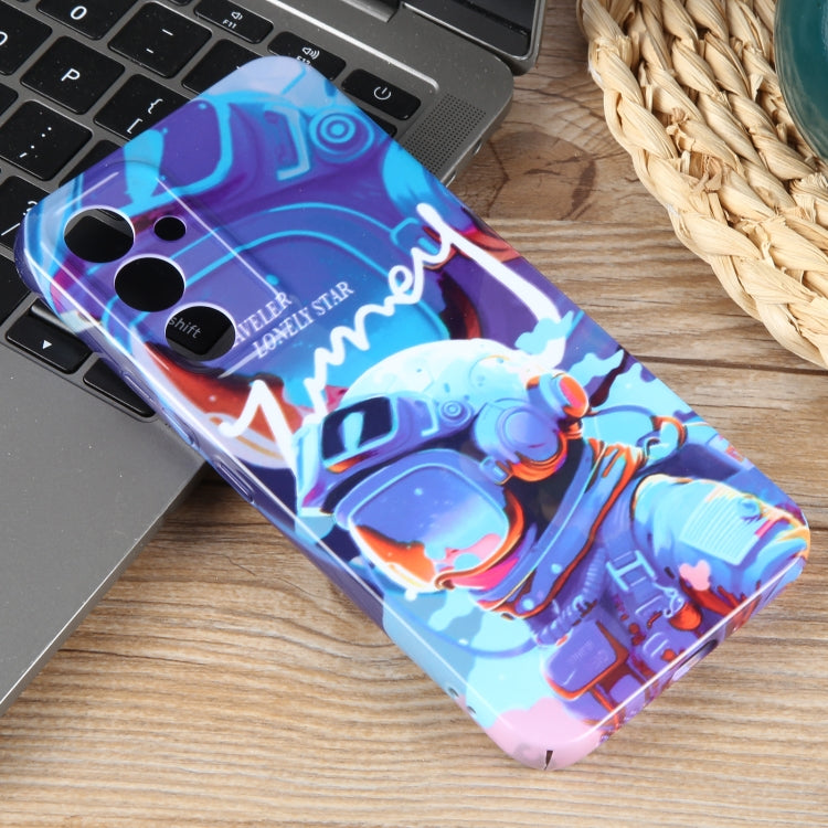 For Samsung Galaxy S23+ 5G Painted Pattern Precise Hole PC Phone Case(Blue Paint Astronaut) - HoMEdemic™ 