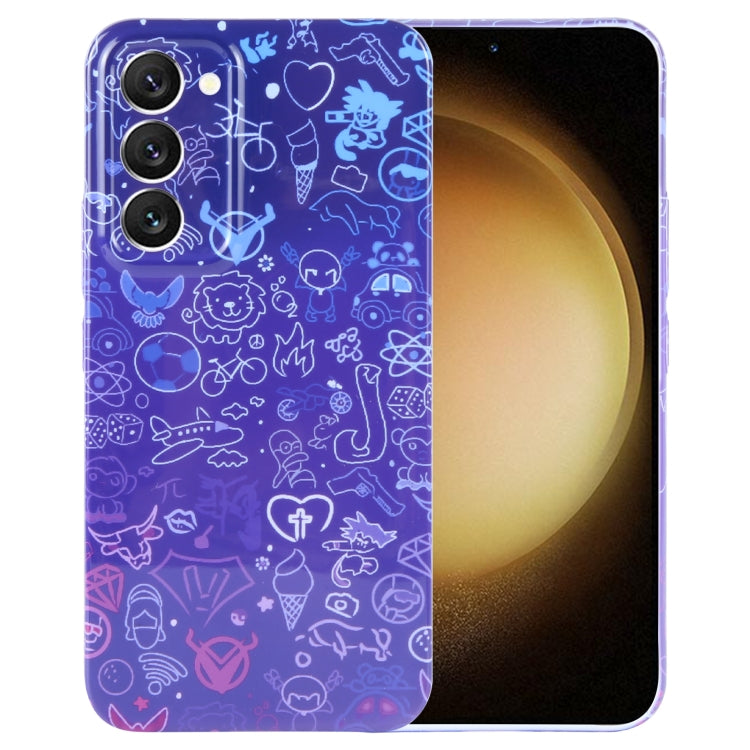 For Samsung Galaxy S23+ 5G Painted Pattern Precise Hole PC Phone Case(Blue Purple Graffiti) - HoMEdemic™ 