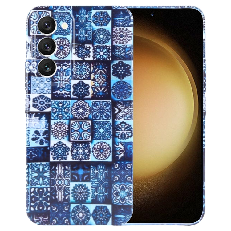 For Samsung Galaxy S23+ 5G Painted Pattern Precise Hole PC Phone Case(Green Plaid) - HoMEdemic™ 