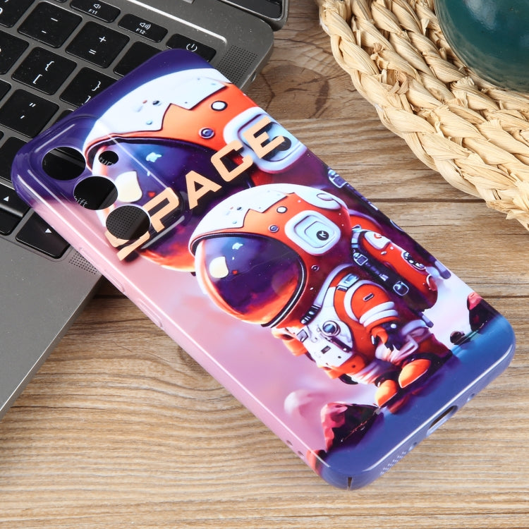For Samsung Galaxy S23+ 5G Painted Pattern Precise Hole PC Phone Case(Orange Astronaut) - HoMEdemic™ 