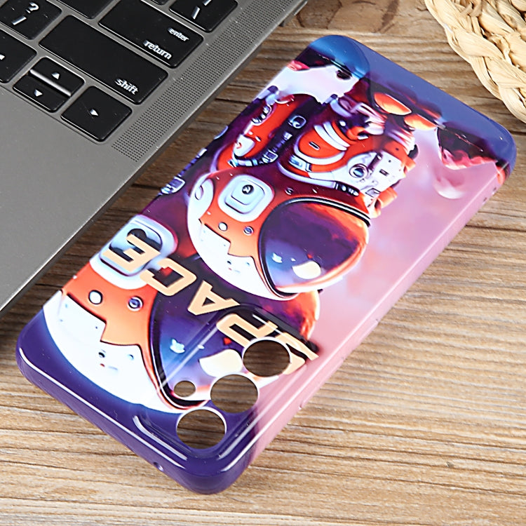 For Samsung Galaxy S23+ 5G Painted Pattern Precise Hole PC Phone Case(Orange Astronaut) - HoMEdemic™ 