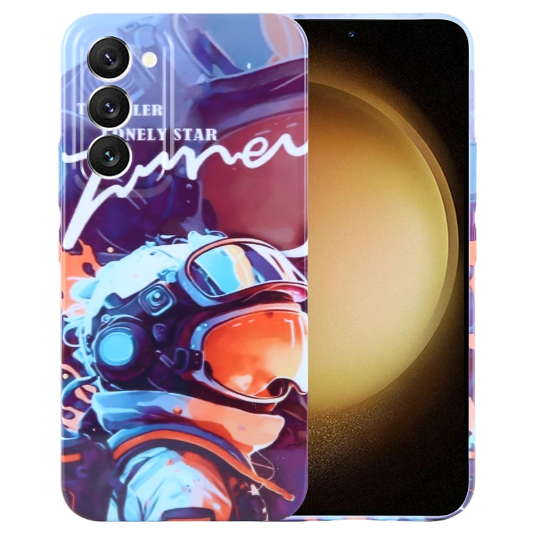 For Samsung Galaxy S23+ 5G Painted Pattern Precise Hole PC Phone Case(Orange Paint Astronaut) - HoMEdemic™ 