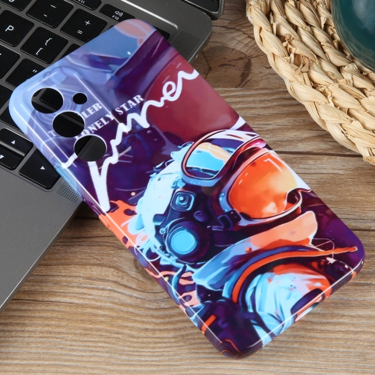 For Samsung Galaxy S23+ 5G Painted Pattern Precise Hole PC Phone Case(Orange Paint Astronaut) - HoMEdemic™ 
