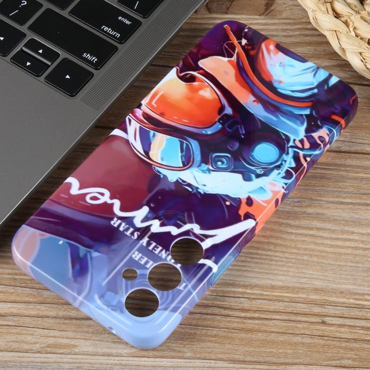 For Samsung Galaxy S23+ 5G Painted Pattern Precise Hole PC Phone Case(Orange Paint Astronaut) - HoMEdemic™ 