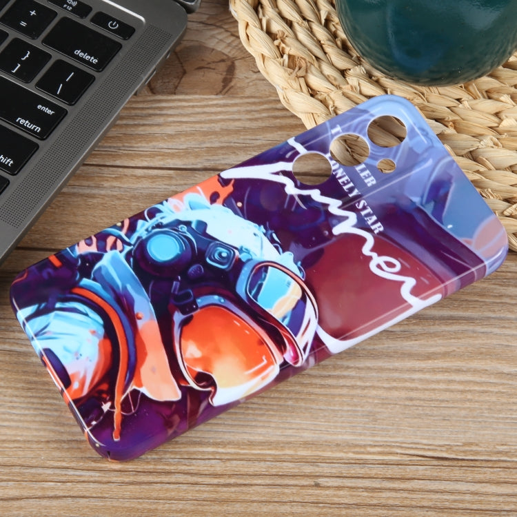 For Samsung Galaxy S23+ 5G Painted Pattern Precise Hole PC Phone Case(Orange Paint Astronaut) - HoMEdemic™ 