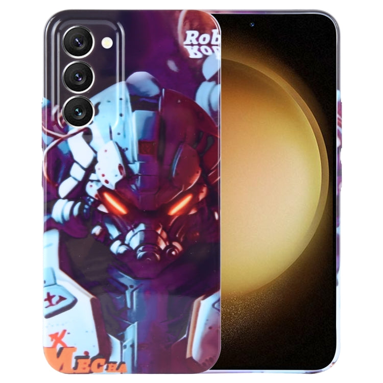 For Samsung Galaxy S23+ 5G Painted Pattern Precise Hole PC Phone Case(Orange Robot) - HoMEdemic™ 