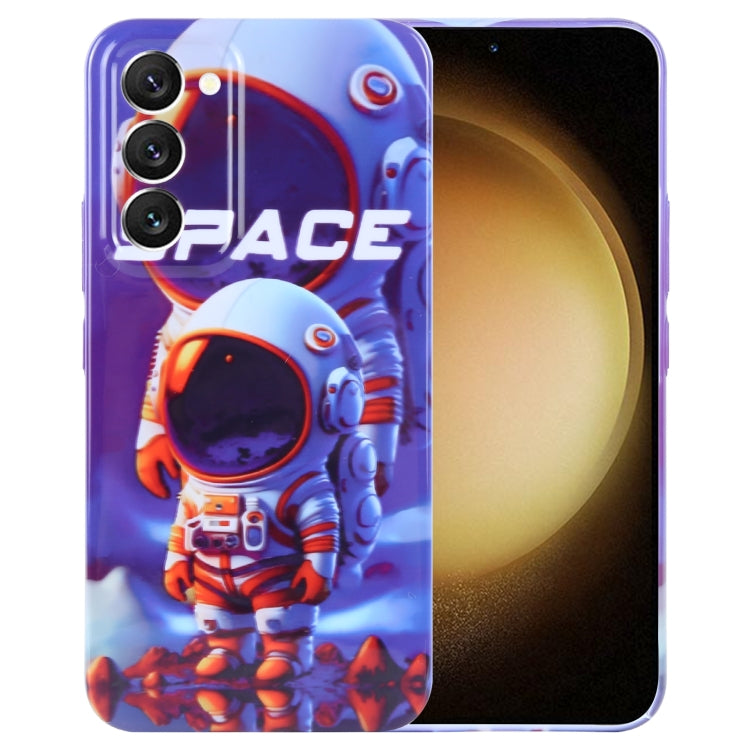 For Samsung Galaxy S23+ 5G Painted Pattern Precise Hole PC Phone Case(Orange White Astronaut) - HoMEdemic™ 