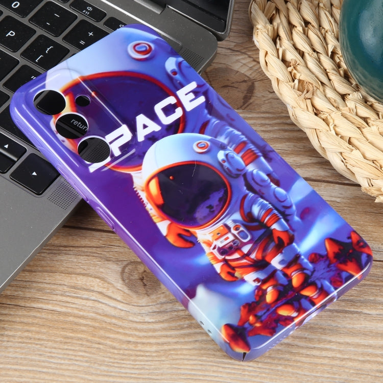 For Samsung Galaxy S23+ 5G Painted Pattern Precise Hole PC Phone Case(Orange White Astronaut) - HoMEdemic™ 