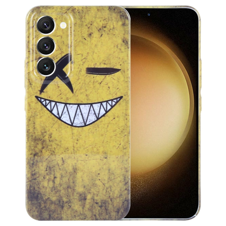 For Samsung Galaxy S23+ 5G Painted Pattern Precise Hole PC Phone Case(Yellow Background Smiling) - HoMEdemic™ 