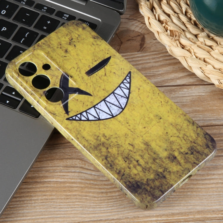 For Samsung Galaxy S23+ 5G Painted Pattern Precise Hole PC Phone Case(Yellow Background Smiling) - HoMEdemic™ 