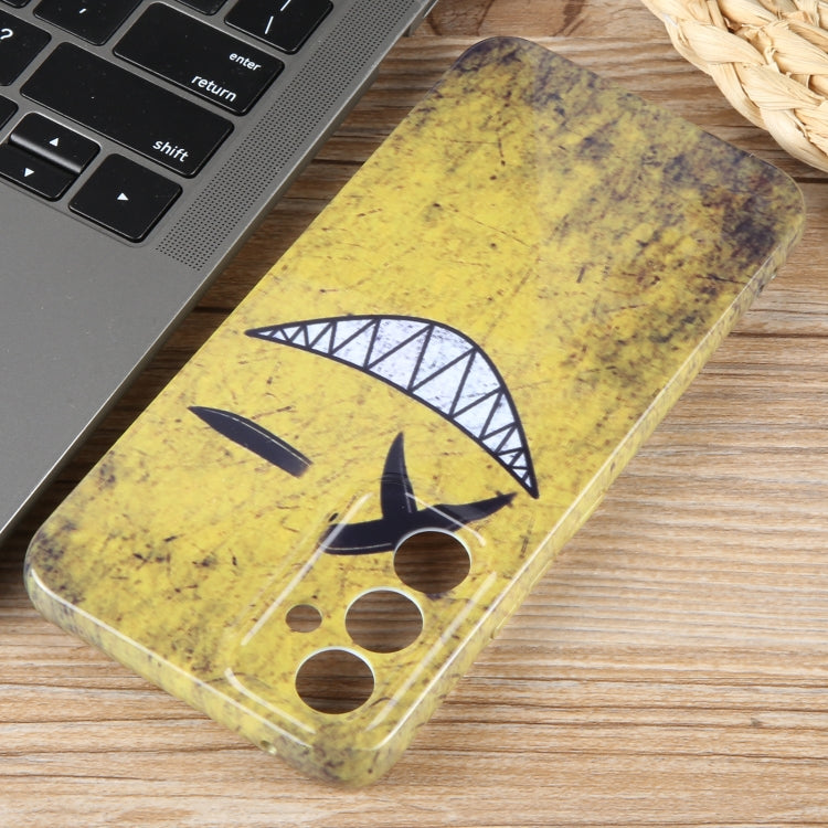 For Samsung Galaxy S23+ 5G Painted Pattern Precise Hole PC Phone Case(Yellow Background Smiling) - HoMEdemic™ 