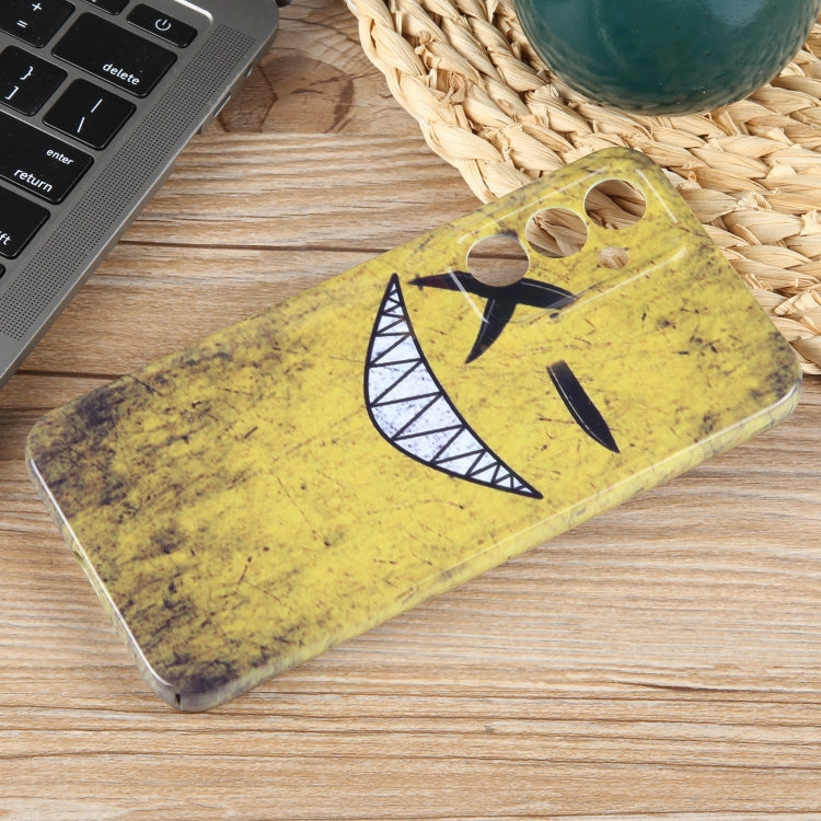 For Samsung Galaxy S23+ 5G Painted Pattern Precise Hole PC Phone Case(Yellow Background Smiling) - HoMEdemic™ 