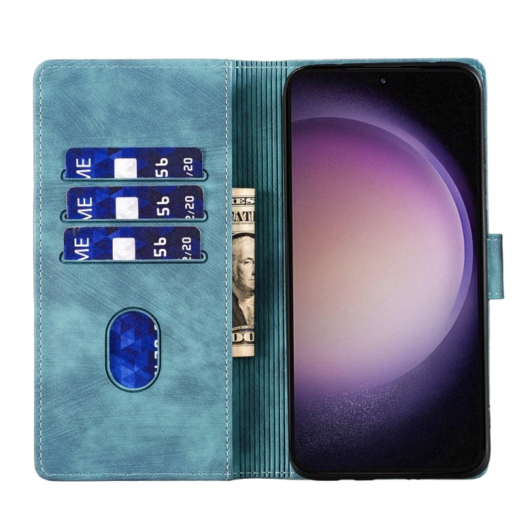 For Samsung Galaxy S23+ 5G Pen Heart Cat Embossed Leather Phone Case(Blue) - HoMEdemic™ 