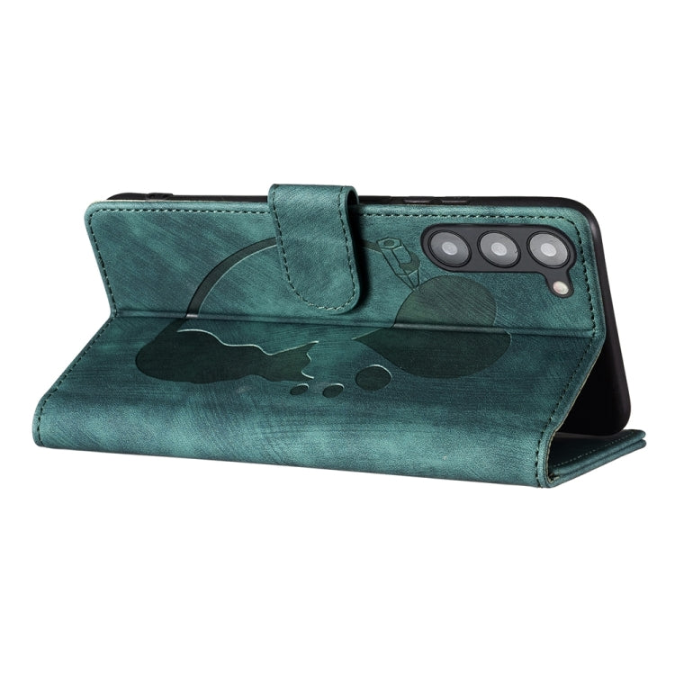 For Samsung Galaxy S23+ 5G Pen Heart Cat Embossed Leather Phone Case(Green) - HoMEdemic™ 