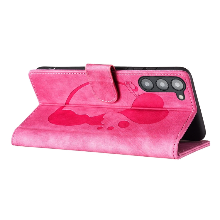 For Samsung Galaxy S23+ 5G Pen Heart Cat Embossed Leather Phone Case(Pink) - HoMEdemic™ 