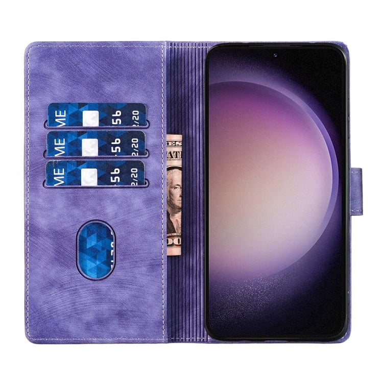 For Samsung Galaxy S23+ 5G Pen Heart Cat Embossed Leather Phone Case(Purple) - HoMEdemic™ 
