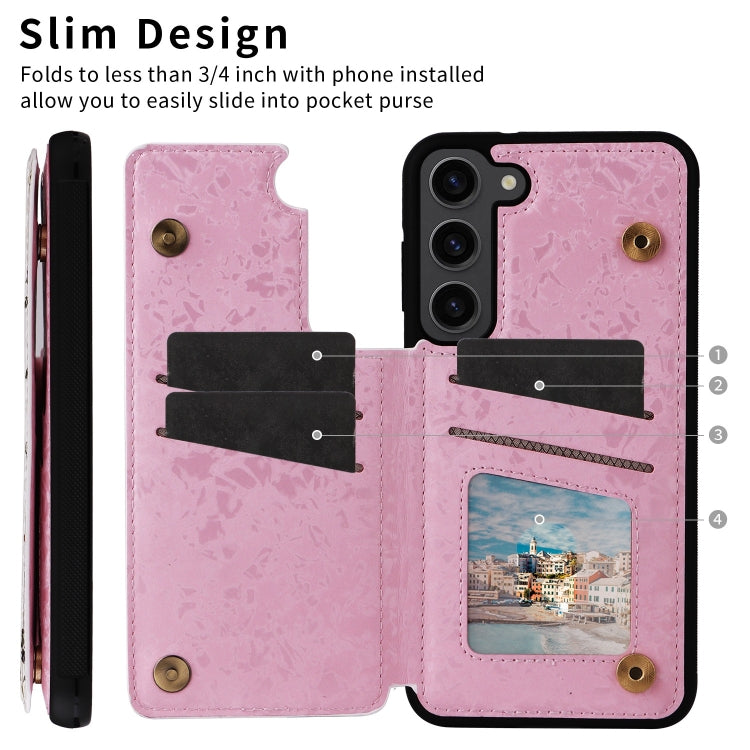 For Samsung Galaxy S23+ 5G Printed Double Buckle RFID Anti-theft Phone Case(Blossoming Flowers) - HoMEdemic™ 