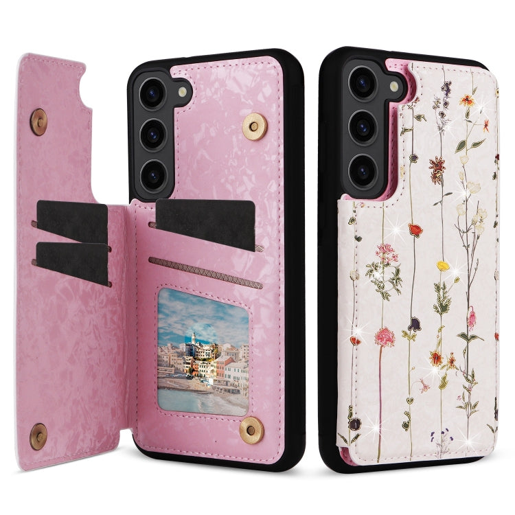 For Samsung Galaxy S23+ 5G Printed Double Buckle RFID Anti-theft Phone Case(Dried Flower World) - HoMEdemic™ 