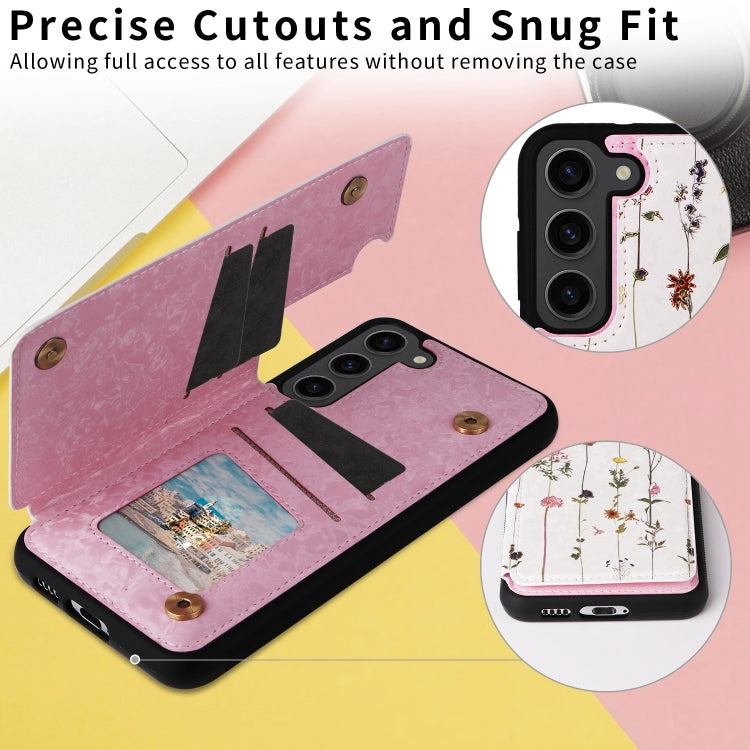For Samsung Galaxy S23+ 5G Printed Double Buckle RFID Anti-theft Phone Case(Dried Flower World) - HoMEdemic™ 