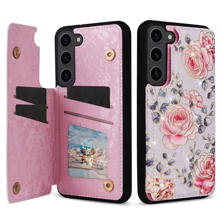 For Samsung Galaxy S23+ 5G Printed Double Buckle RFID Anti-theft Phone Case(Pastoral Rose) - HoMEdemic™ 