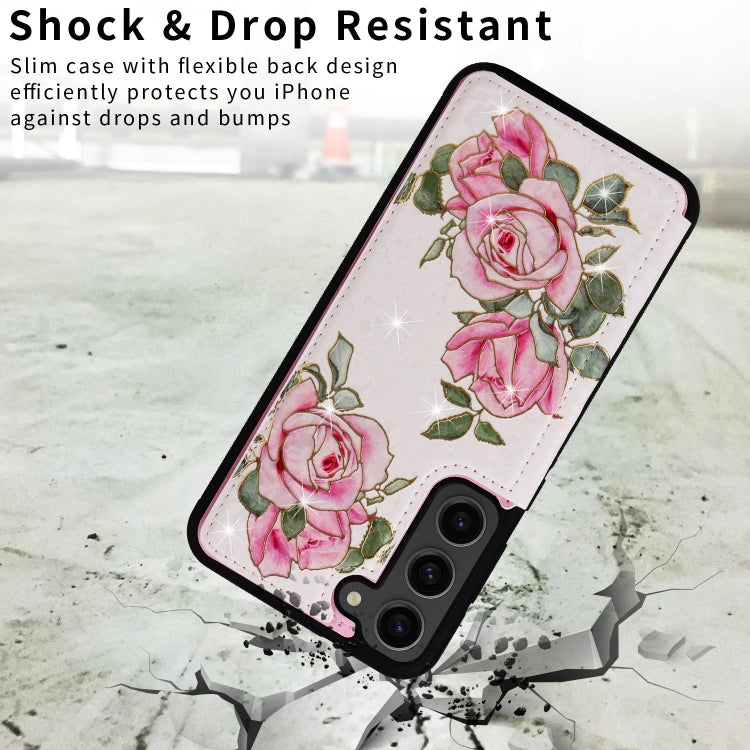 For Samsung Galaxy S23+ 5G Printed Double Buckle RFID Anti-theft Phone Case(Rose) - HoMEdemic™ 