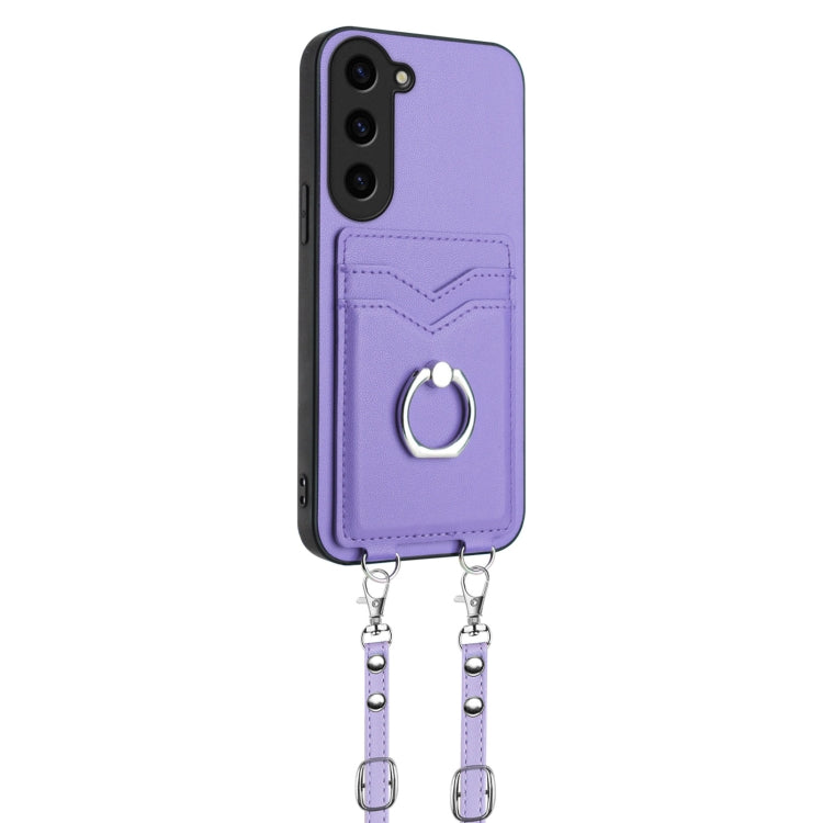 For Samsung Galaxy S23+ 5G R20 Crossbody Rope Ring Card Holder Phone Case(Purple) - HoMEdemic™ 