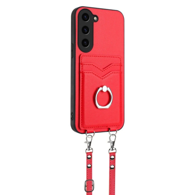 For Samsung Galaxy S23+ 5G R20 Crossbody Rope Ring Card Holder Phone Case(Red) - HoMEdemic™ 