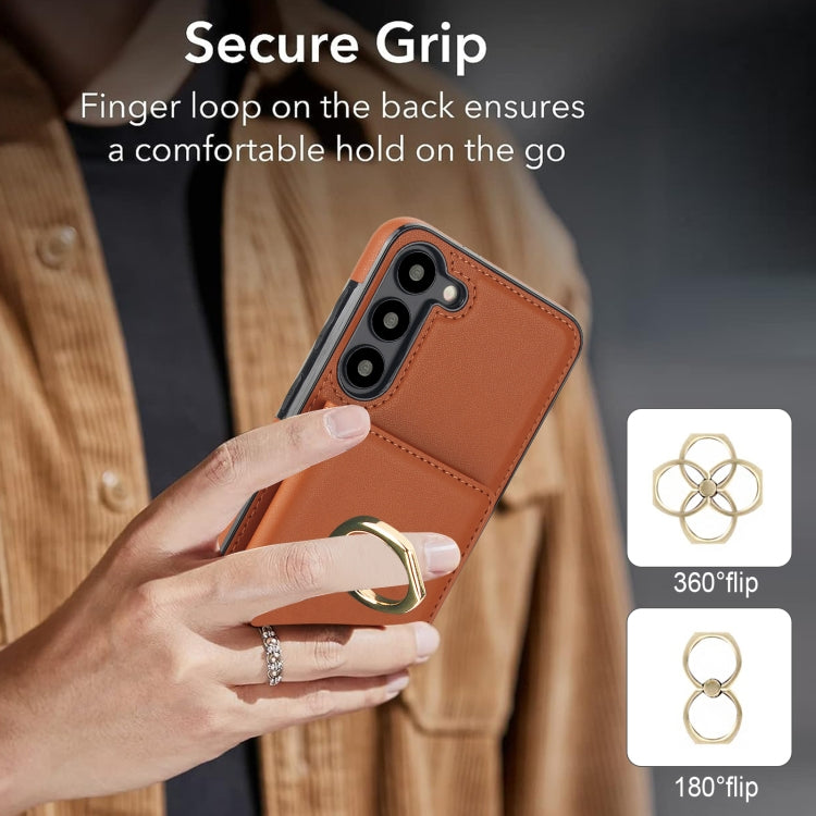 For Samsung Galaxy S23+ 5G RFID Anti-theft Card Ring Holder Phone Case(Brown) - HoMEdemic™ 