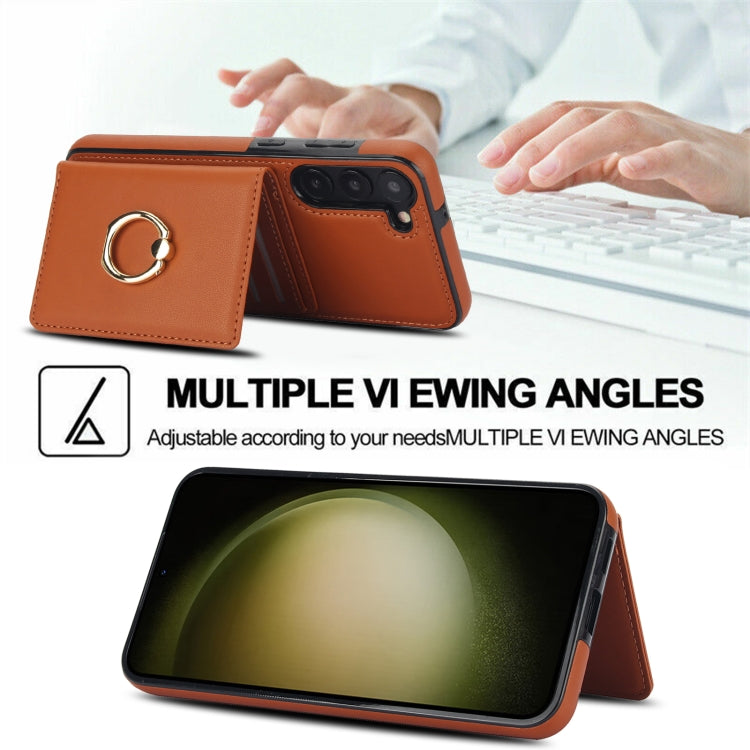 For Samsung Galaxy S23+ 5G RFID Anti-theft Card Ring Holder Phone Case(Brown) - HoMEdemic™ 