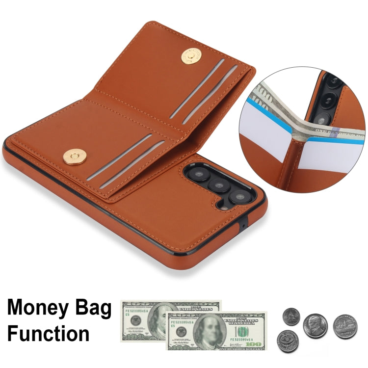 For Samsung Galaxy S23+ 5G RFID Anti-theft Card Ring Holder Phone Case(Brown) - HoMEdemic™ 
