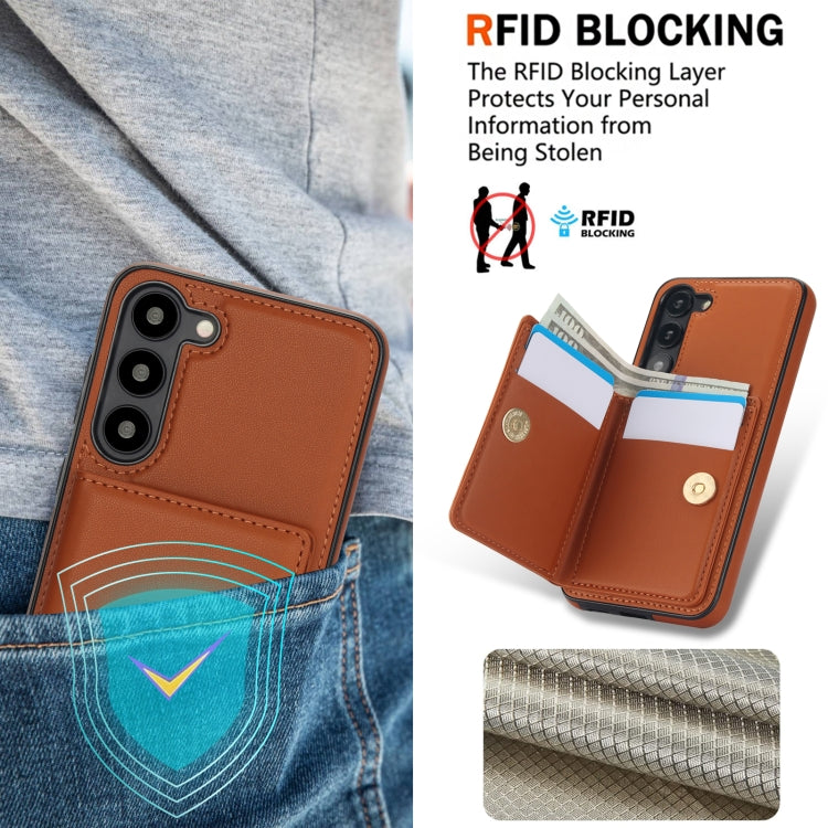 For Samsung Galaxy S23+ 5G RFID Anti-theft Card Ring Holder Phone Case(Brown) - HoMEdemic™ 