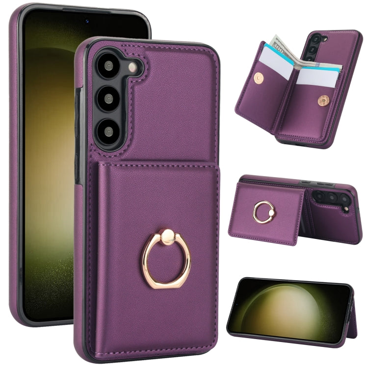 For Samsung Galaxy S23+ 5G RFID Anti-theft Card Ring Holder Phone Case(Dark Purple) - HoMEdemic™ 