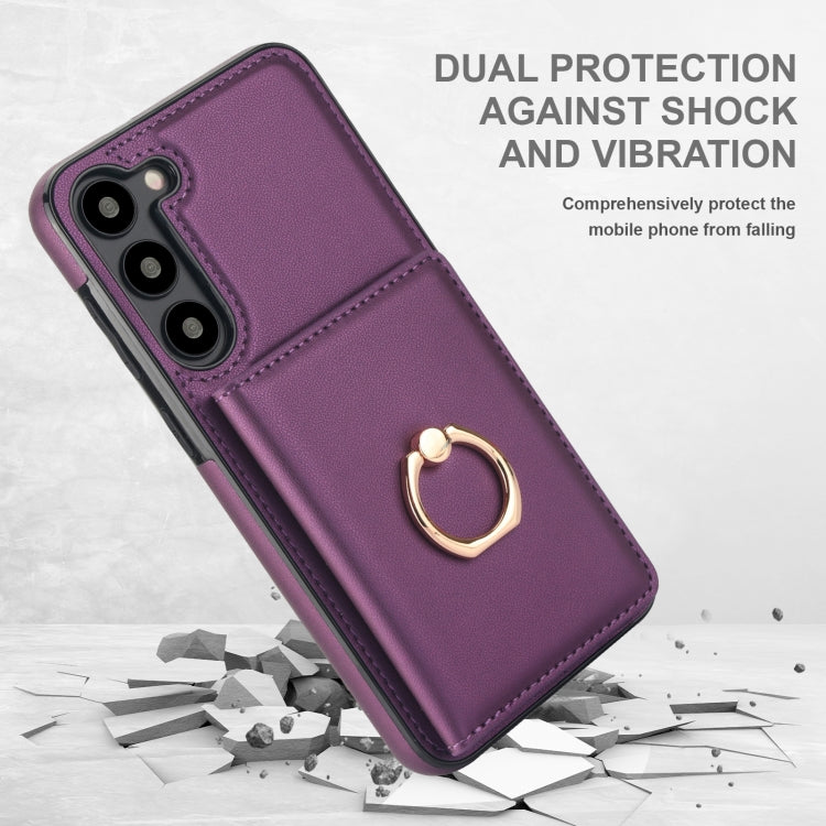 For Samsung Galaxy S23+ 5G RFID Anti-theft Card Ring Holder Phone Case(Dark Purple) - HoMEdemic™ 