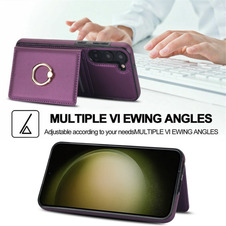 For Samsung Galaxy S23+ 5G RFID Anti-theft Card Ring Holder Phone Case(Dark Purple) - HoMEdemic™ 