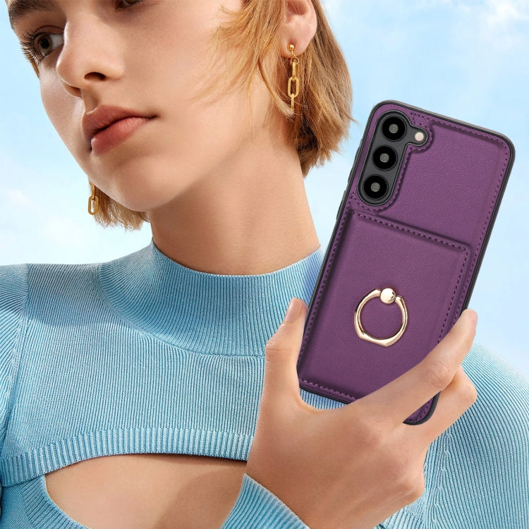 For Samsung Galaxy S23+ 5G RFID Anti-theft Card Ring Holder Phone Case(Dark Purple) - HoMEdemic™ 
