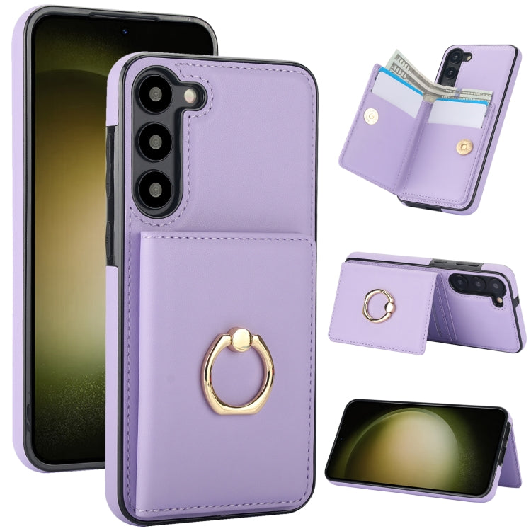 For Samsung Galaxy S23+ 5G RFID Anti-theft Card Ring Holder Phone Case(Purple) - HoMEdemic™ 