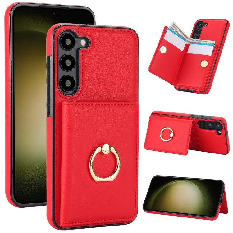 For Samsung Galaxy S23+ 5G RFID Anti-theft Card Ring Holder Phone Case(Red) - HoMEdemic™ 