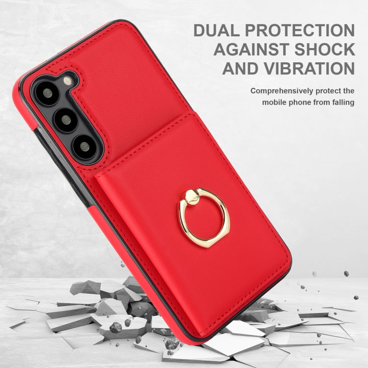 For Samsung Galaxy S23+ 5G RFID Anti-theft Card Ring Holder Phone Case(Red) - HoMEdemic™ 