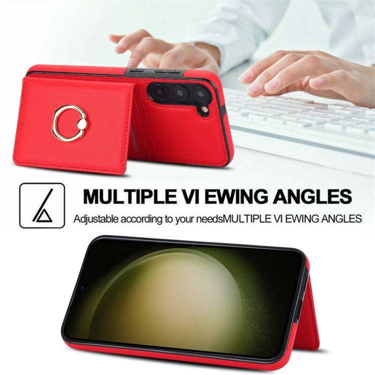 For Samsung Galaxy S23+ 5G RFID Anti-theft Card Ring Holder Phone Case(Red) - HoMEdemic™ 