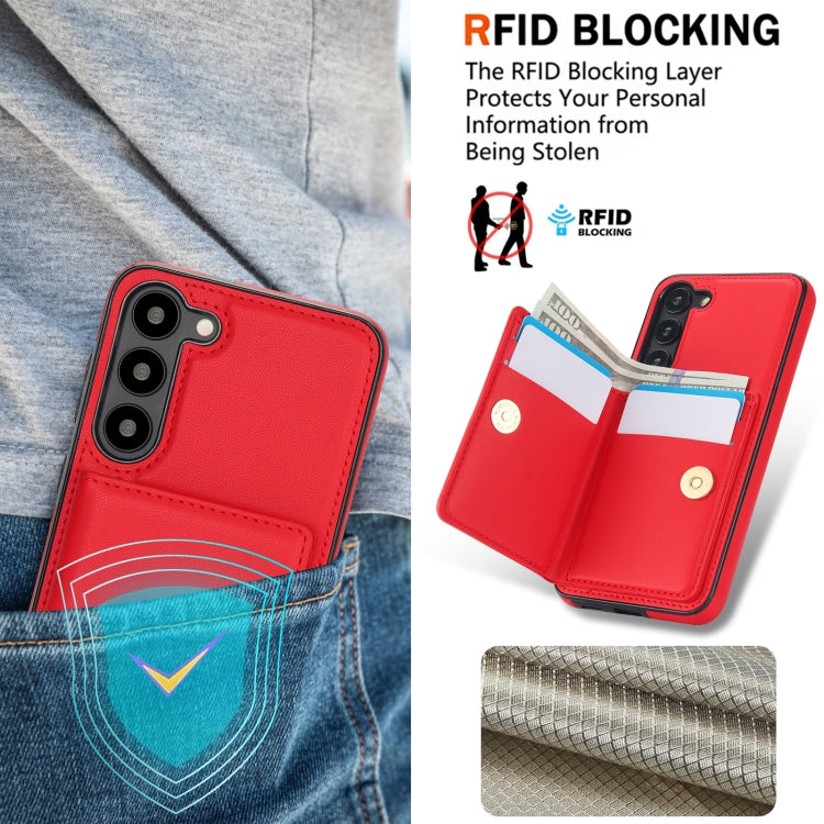 For Samsung Galaxy S23+ 5G RFID Anti-theft Card Ring Holder Phone Case(Red) - HoMEdemic™ 