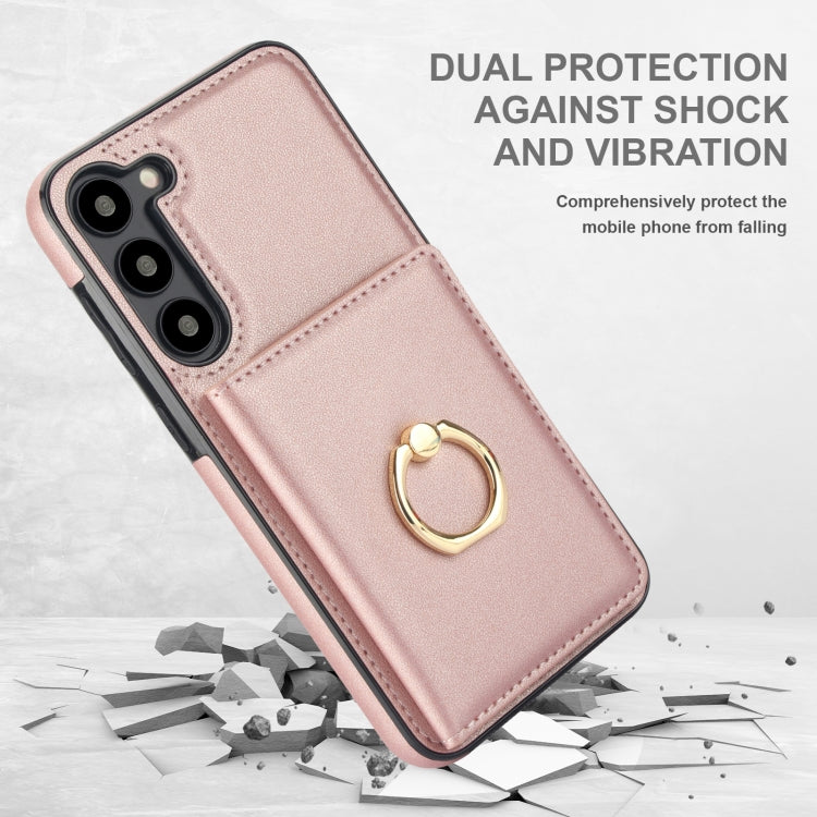For Samsung Galaxy S23+ 5G RFID Anti-theft Card Ring Holder Phone Case(Rose Gold) - HoMEdemic™ 