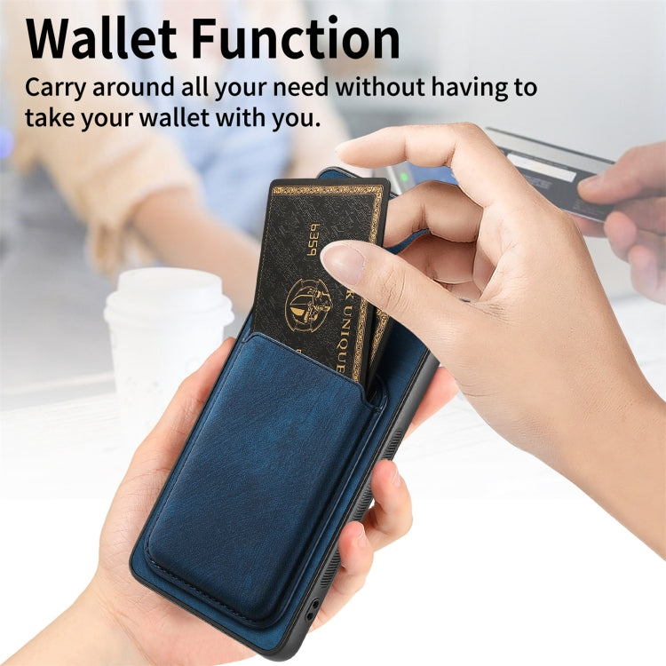 For Samsung Galaxy S23+ 5G Retro Leather Card Bag Magnetic Phone Case(Blue) - HoMEdemic™ 